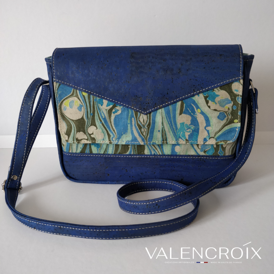 Sac à main Agustina - liège marine et lin
