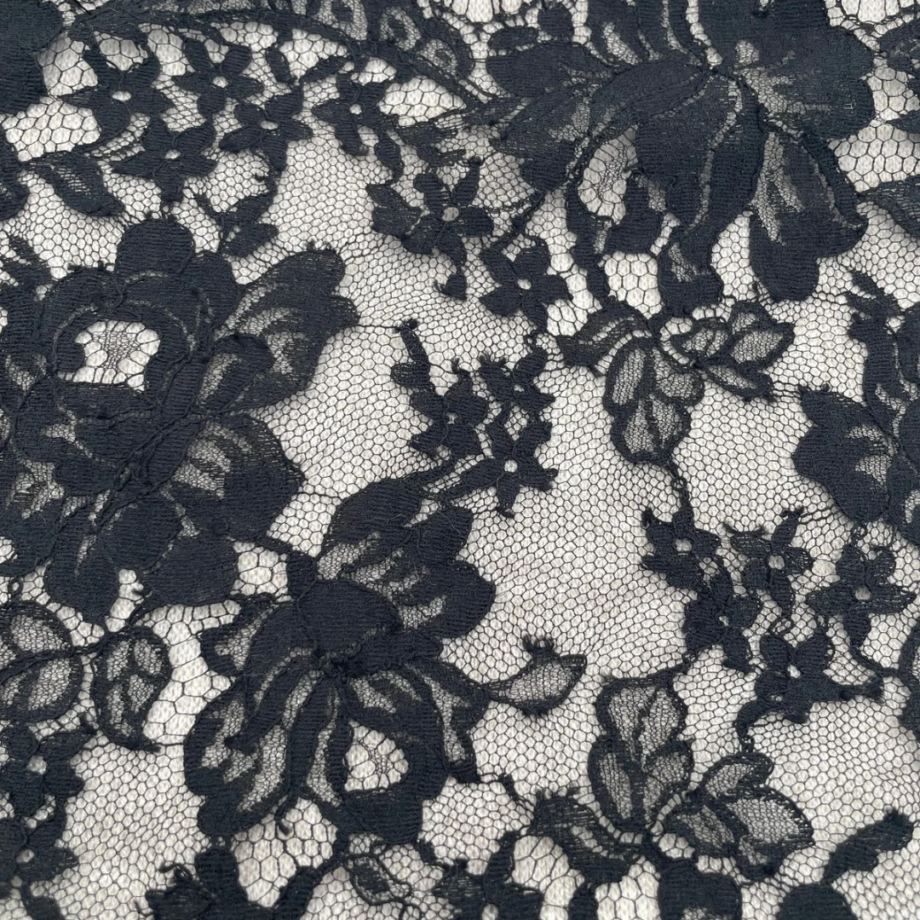 Snood dentelle Calais-Caudry gris chiné/noir - Valencroix