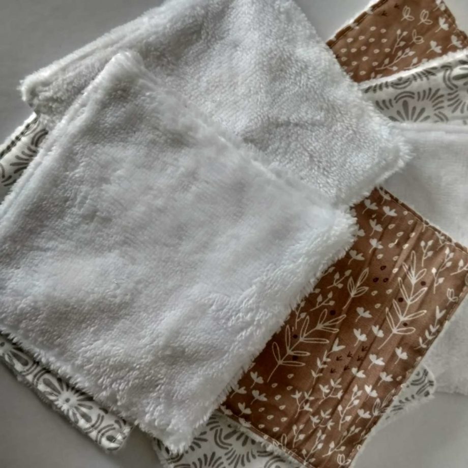 Lingettes lavables - 8 grandes lingettes "rose/gris"