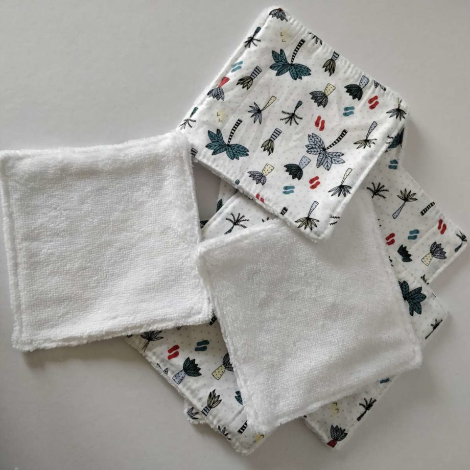 Lingettes lavables - 8 grandes lingettes "palmiers"