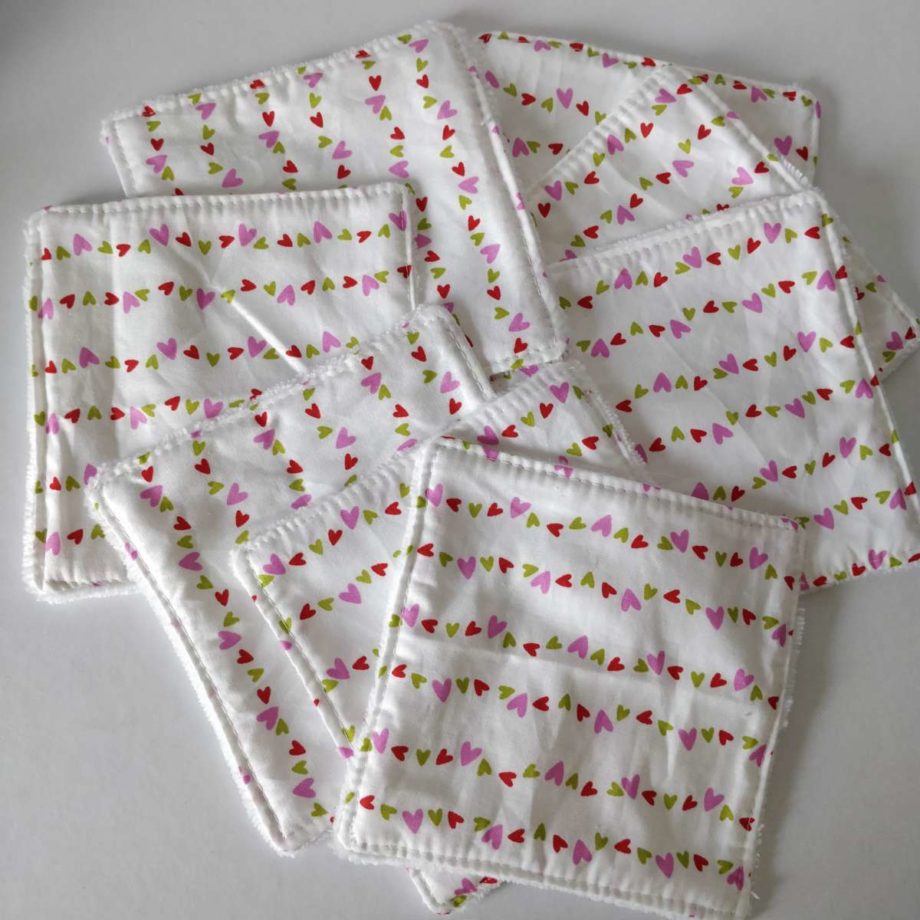 Lingettes lavables "coeurs"