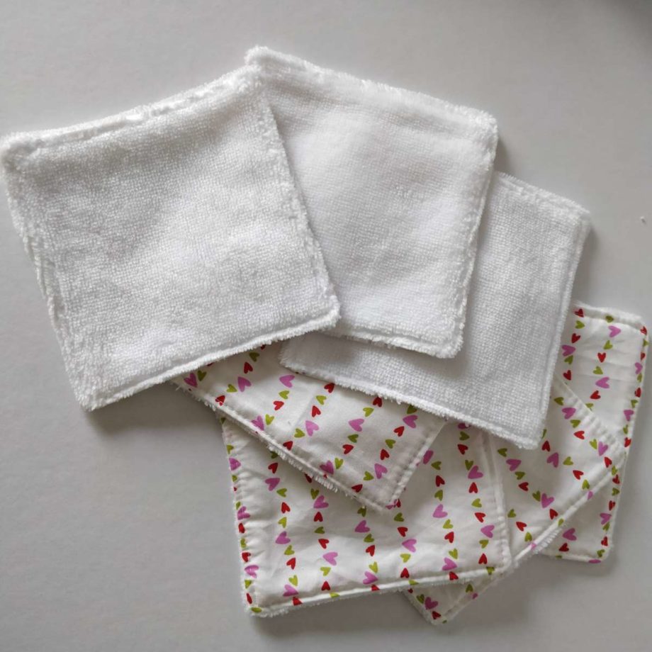 Lingettes lavables "coeurs"