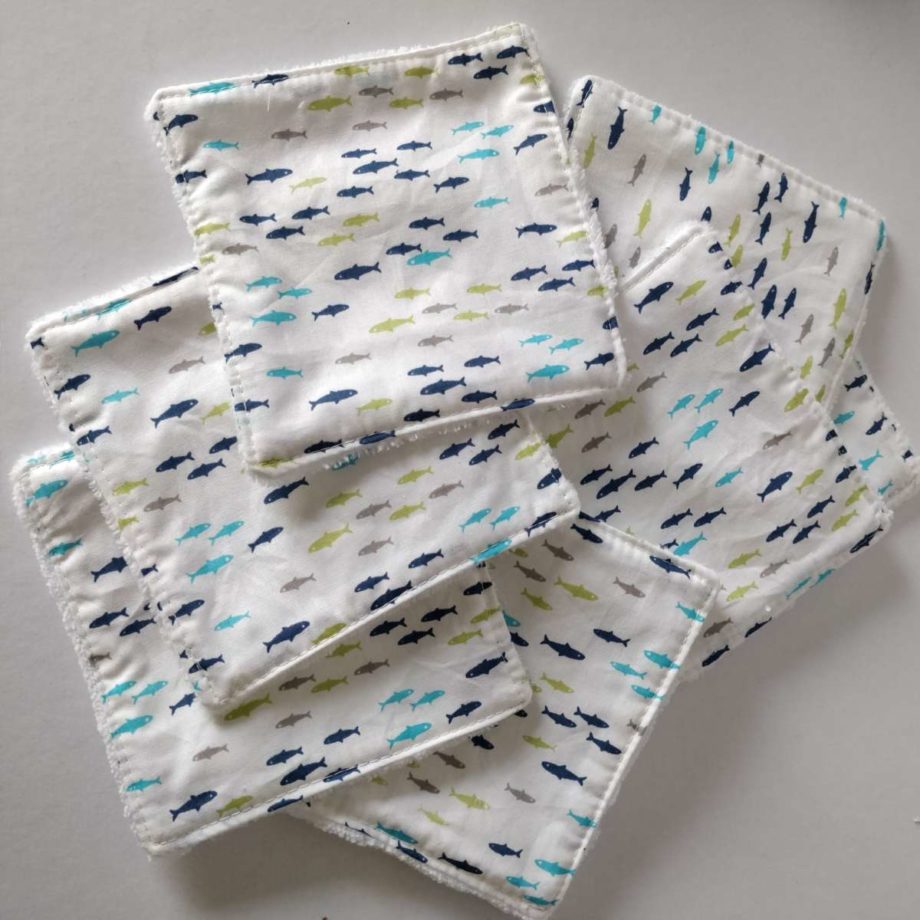 Lingettes lavables "poissons"