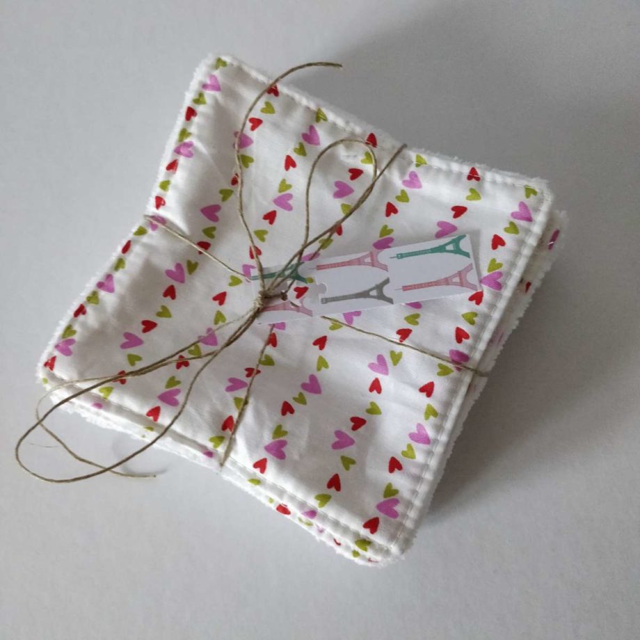 Lingettes lavables "coeurs"