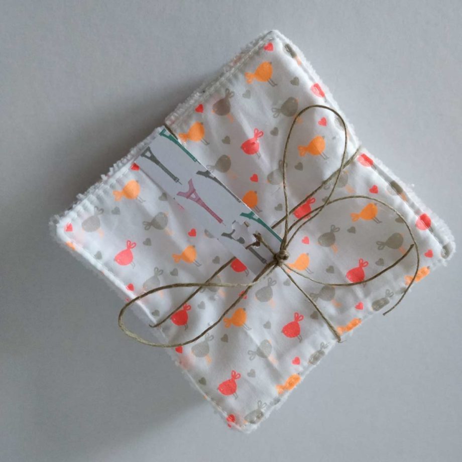 Lingettes lavables "oiseaux"
