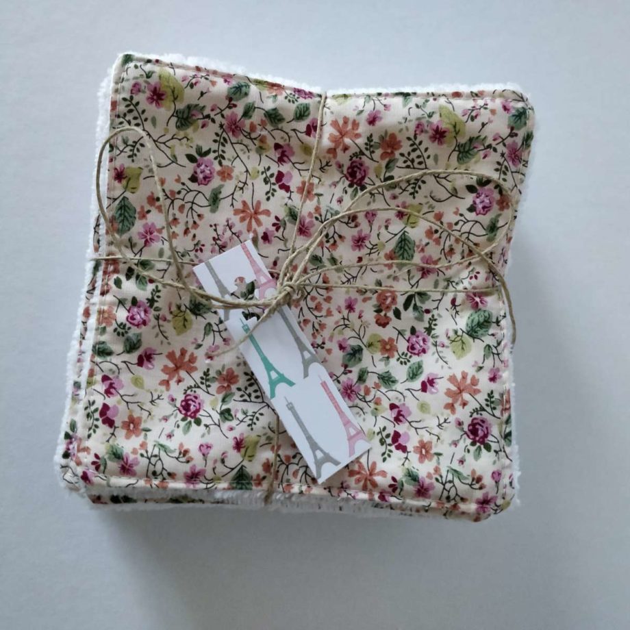 Lingettes lavables motif fleurs