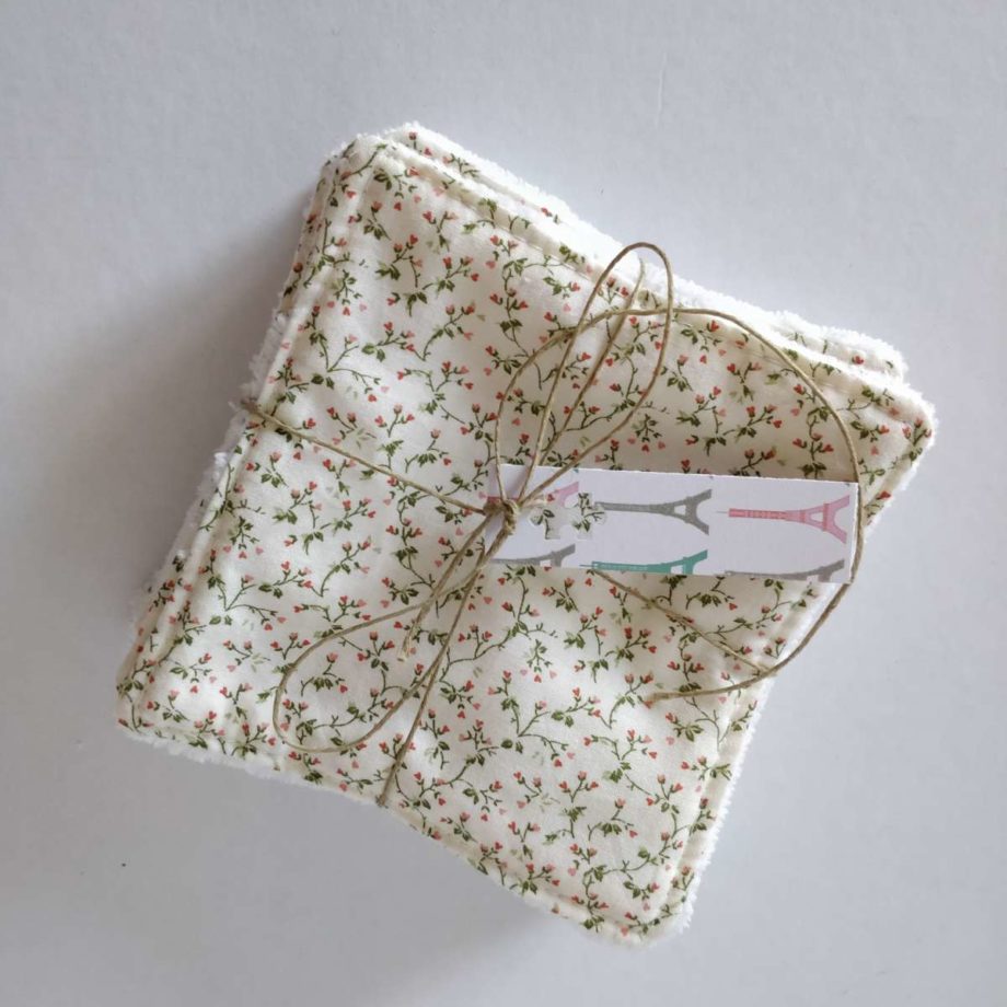Lingettes lavables "fleurs de cœurs"
