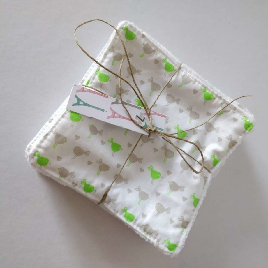 Lingettes lavables "oiseaux"
