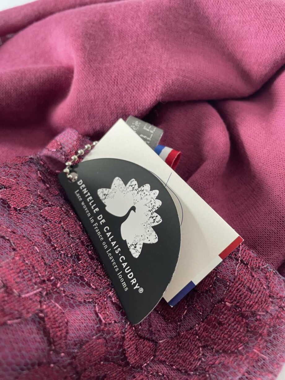 Écharpe en laine et dentelle de Calais-Caudry® - framboise/bordeaux