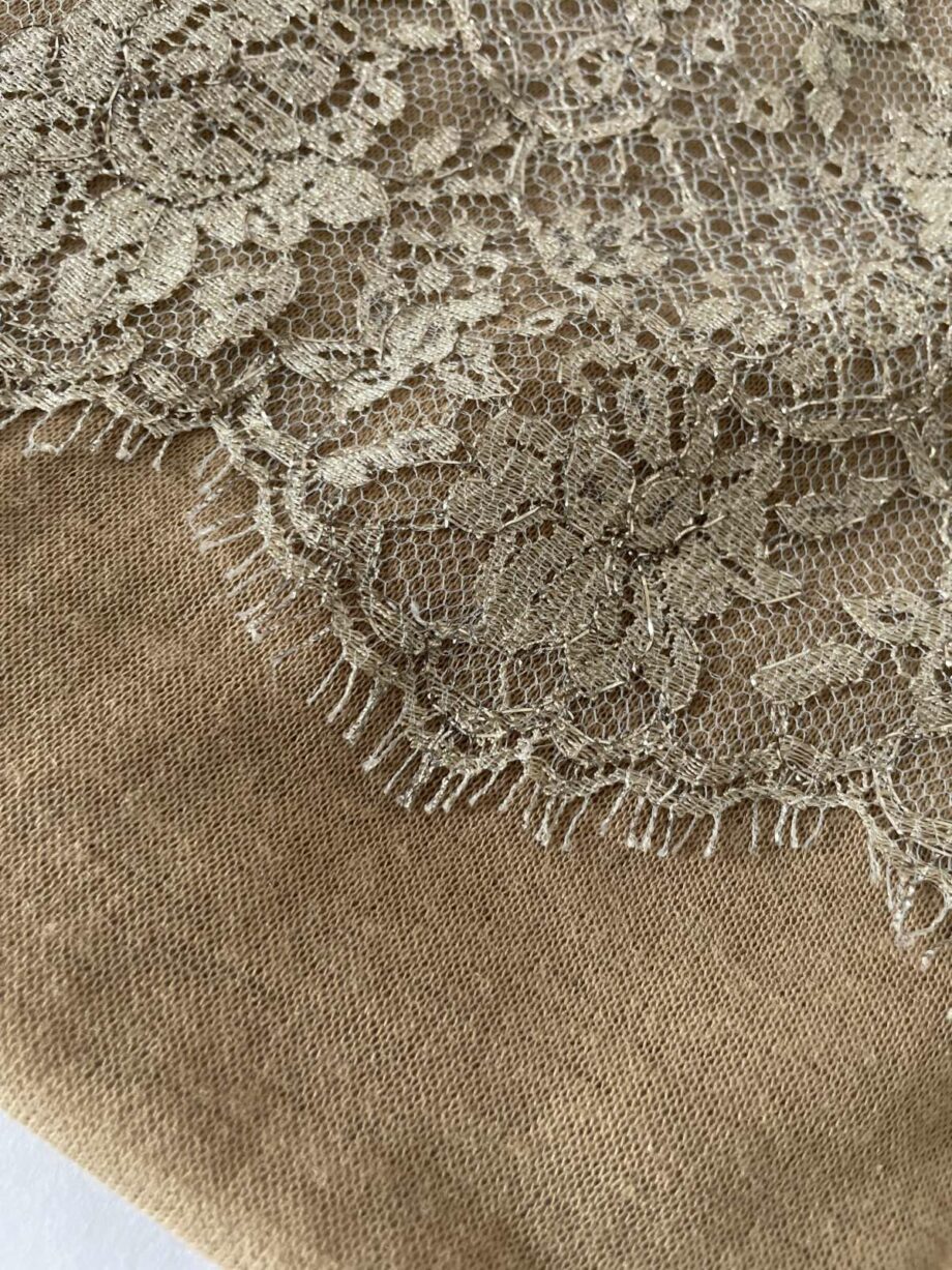 Écharpe en laine et dentelle de Calais-Caudry® - café/ecru