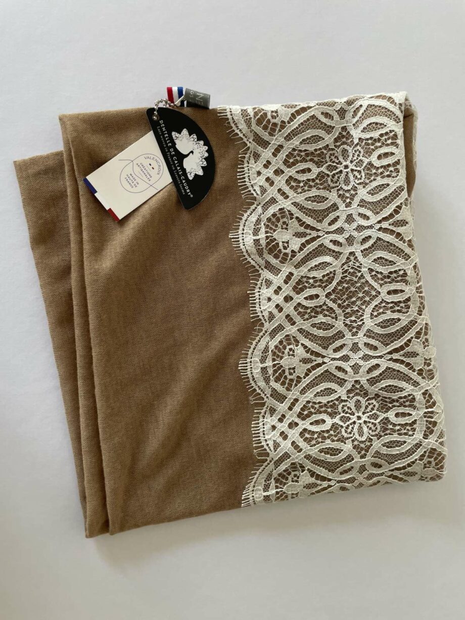 Écharpe en laine et dentelle de Calais-Caudry® - beige/écru
