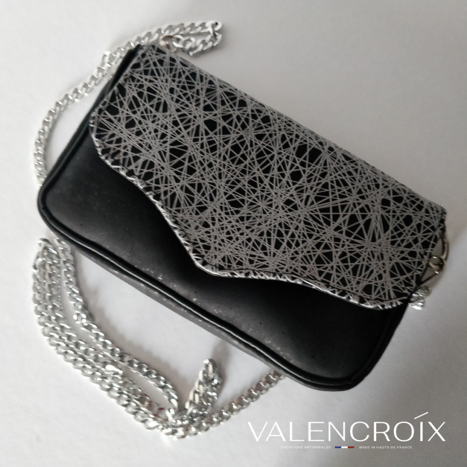 Sac Esmeralda liège noir et simili 3D