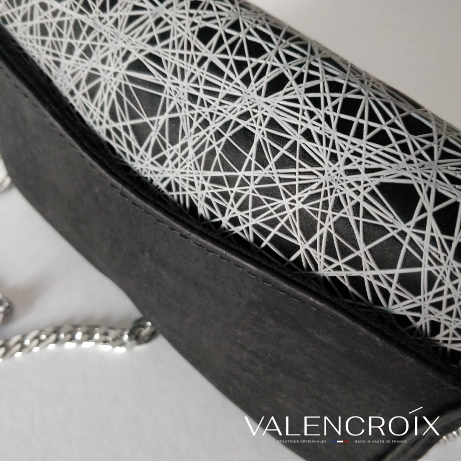 Sac Esmeralda liège noir et simili 3D