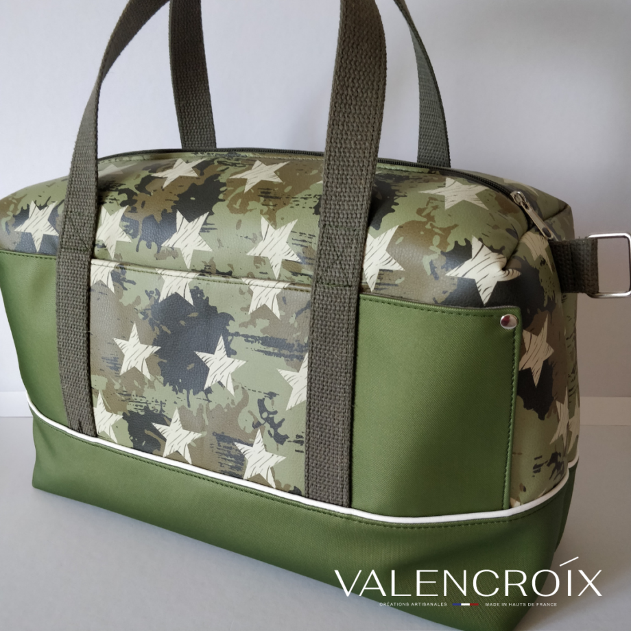 Sac de sport ou de voyage imprimé camouflage/vert - Valencroix