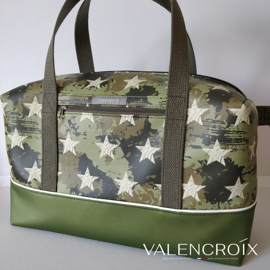 Sac de sport ou de voyage imprimé camouflage/vert - Valencroix