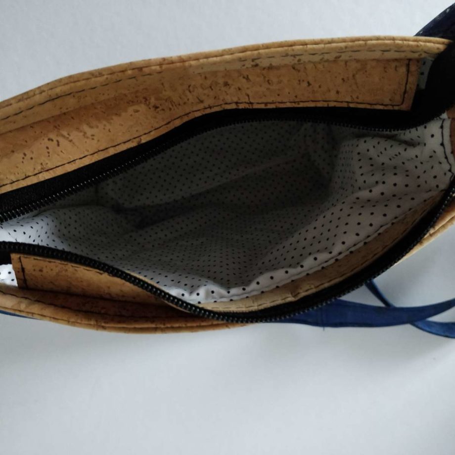 Sac bandoulière en liège - naturel et bleu