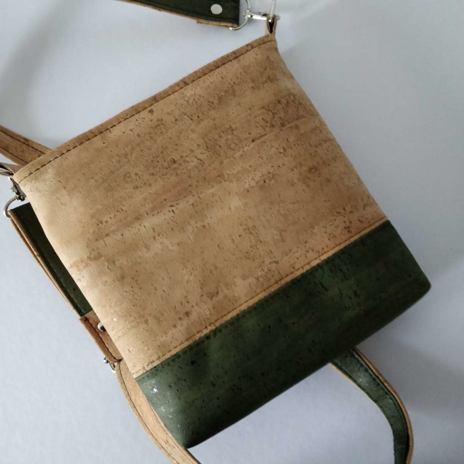 Sac bandoulière en liège - naturel et vert