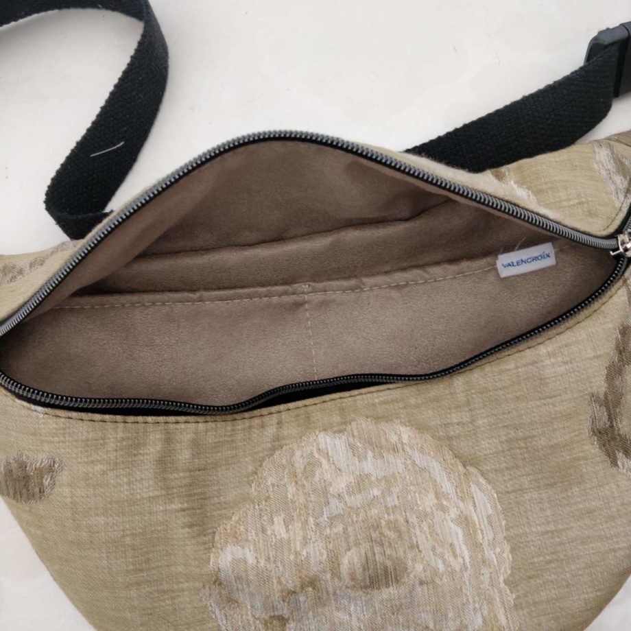 Sac banane XL tissu designer Tivoli beige - Valencroix