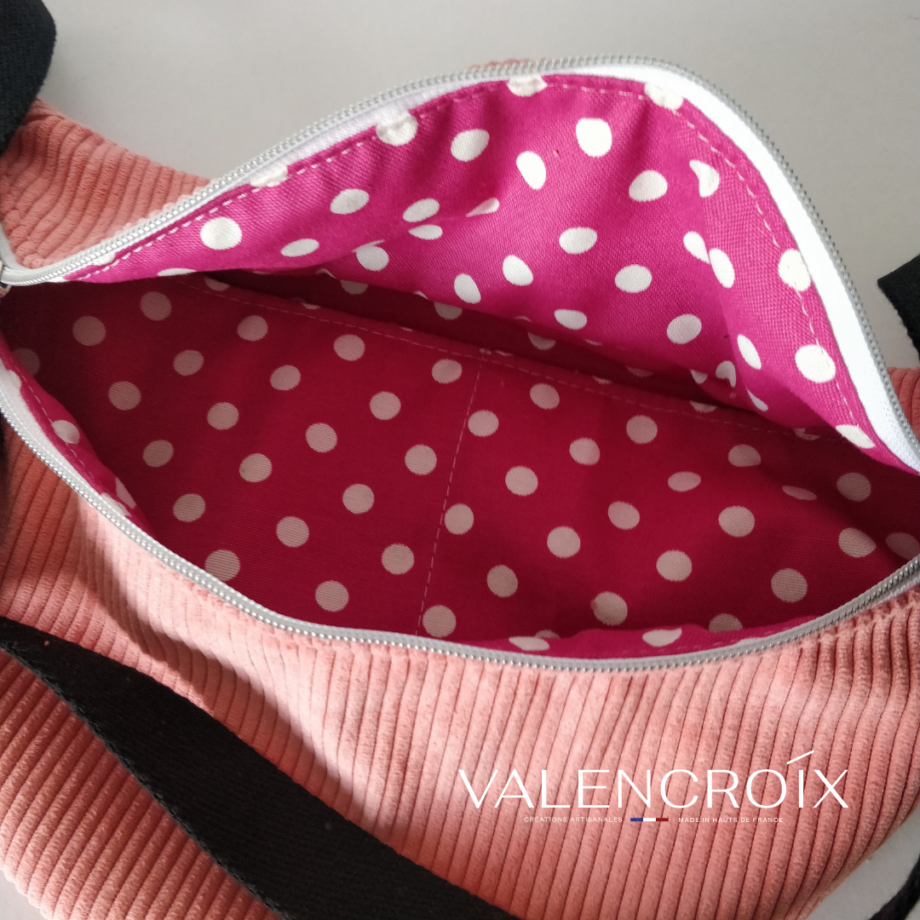 Sac banane XXL velours côtelé rose