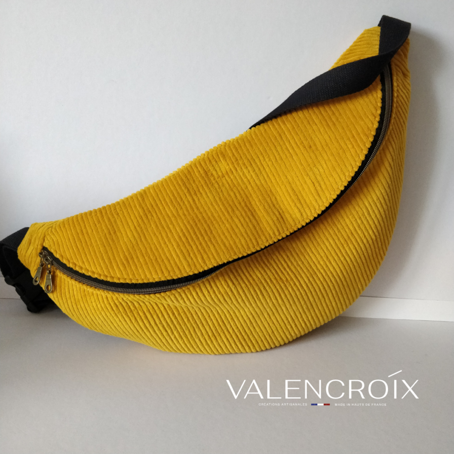 Sac banane velours côtelé jaune