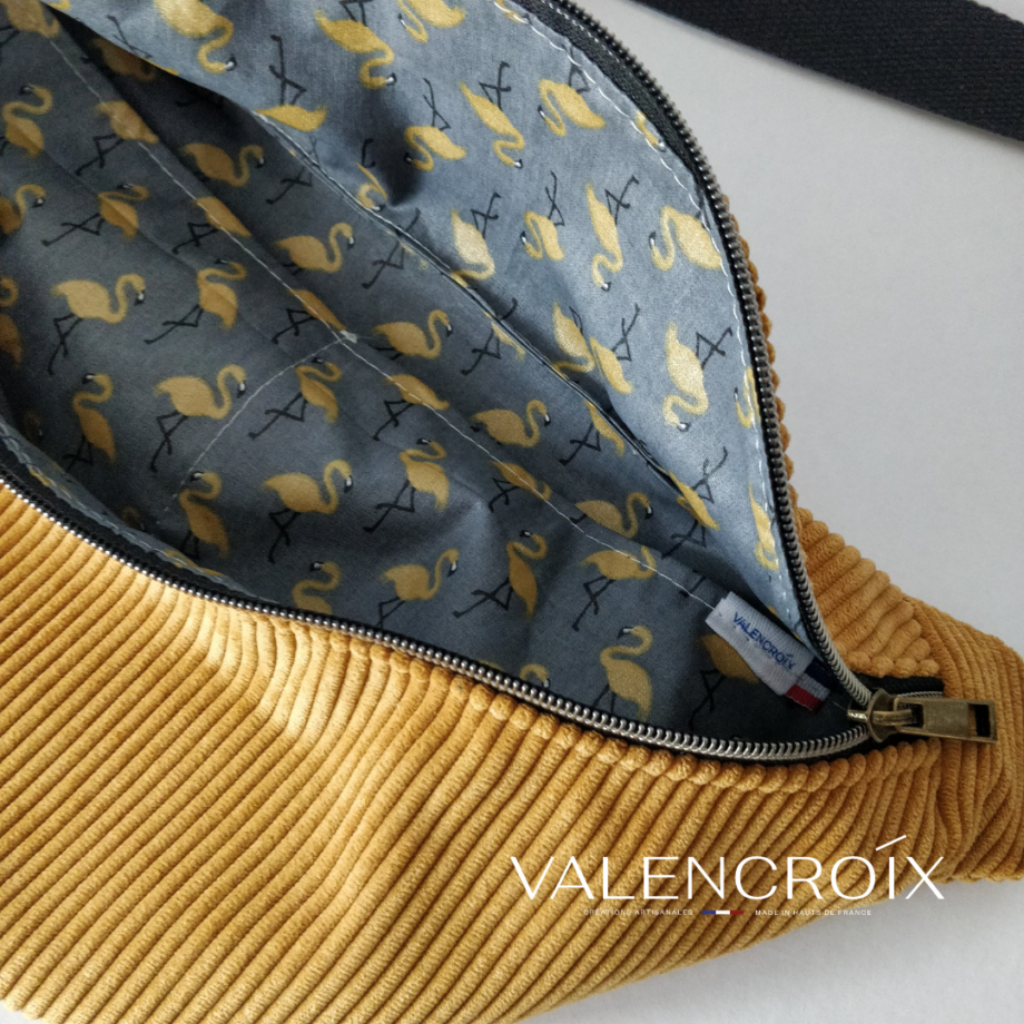 Sac banane velours côtelé ocre jaune