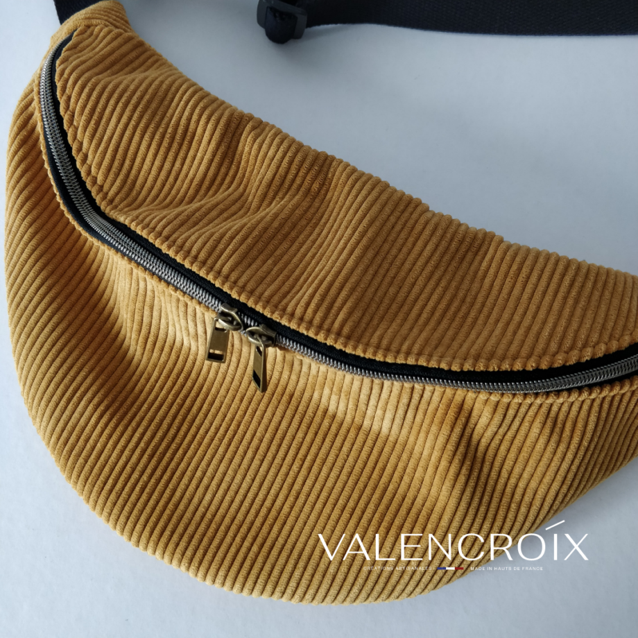 Sac banane velours côtelé ocre jaune