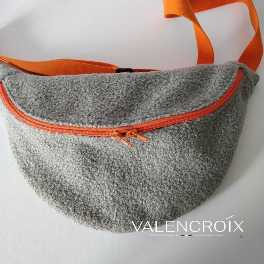 Sac banane bouclettes gris/orange - Valencroix