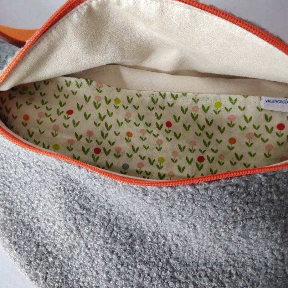 Sac banane bouclettes gris/orange - Valencroix