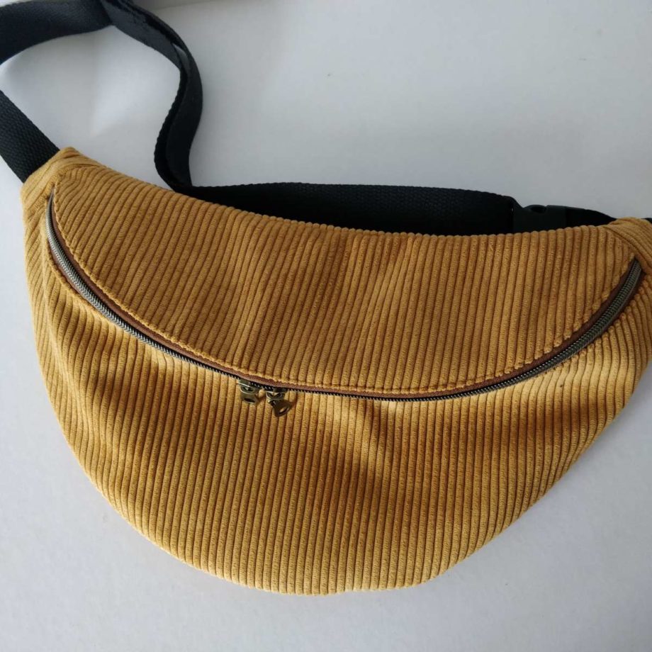 Sac banane XL velours côtelé ocre jaune