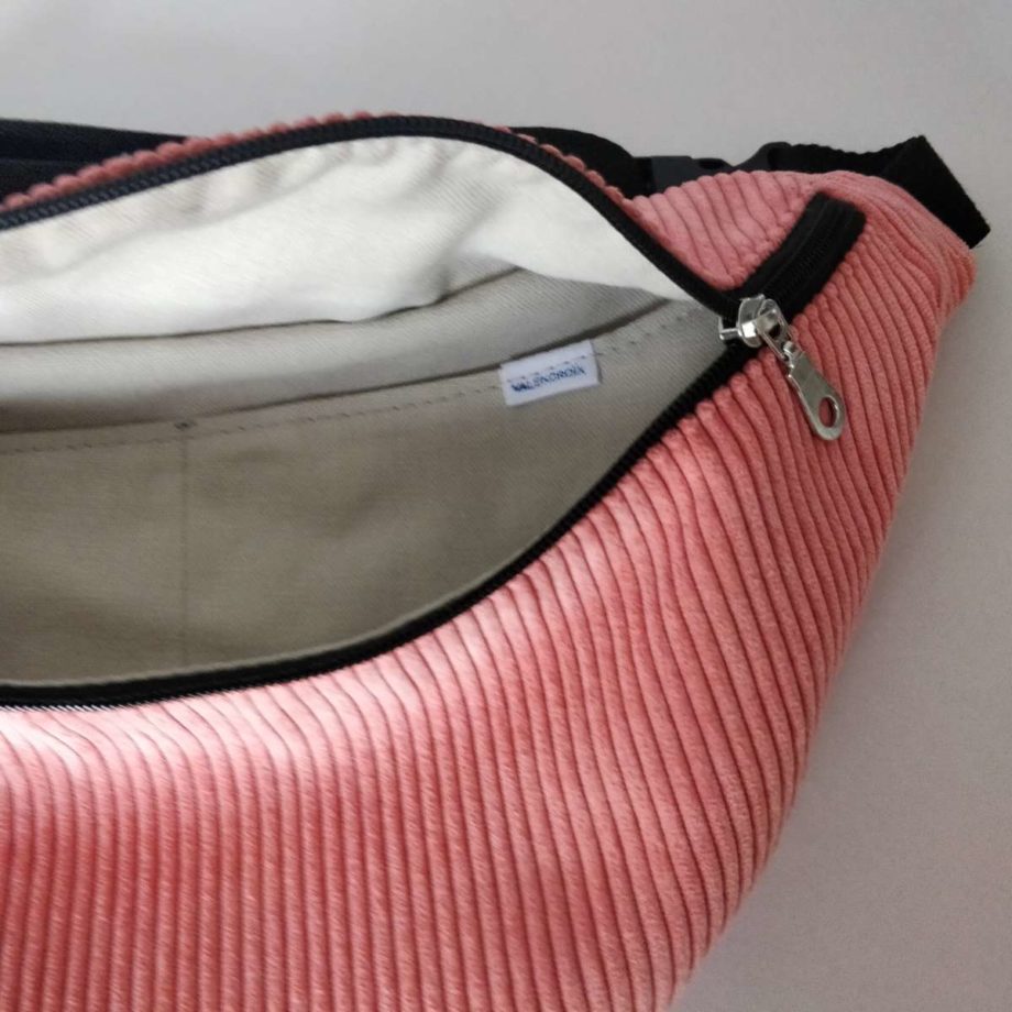 Sac banane XL velours côtelé rose