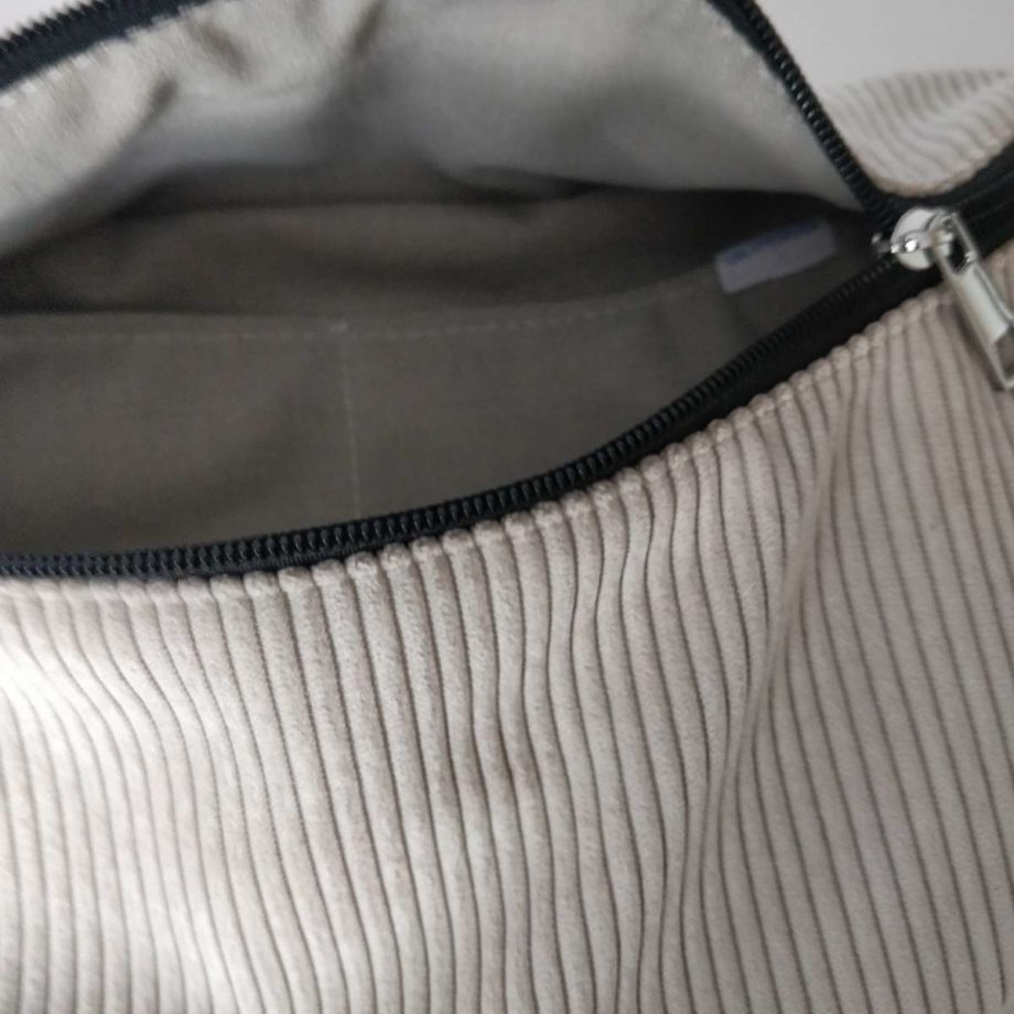 Sac banane XXL velours côtelé ocre écru