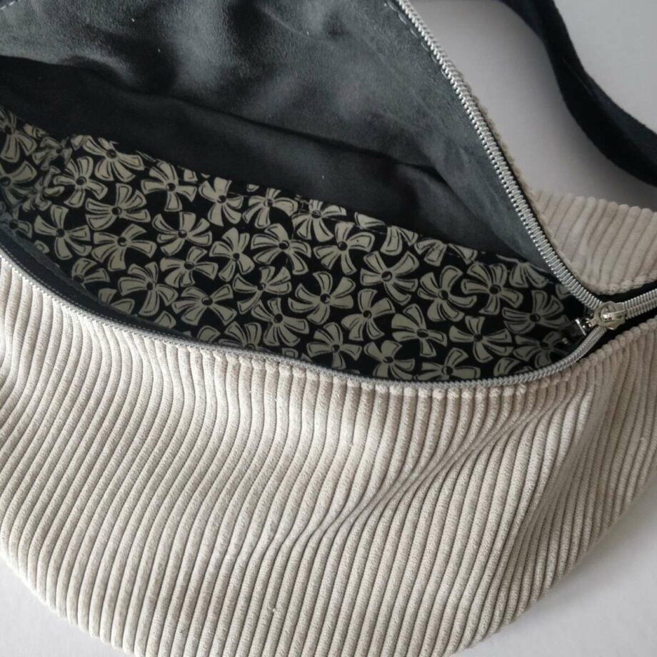 Sac banane XL velours écru - Valencroix