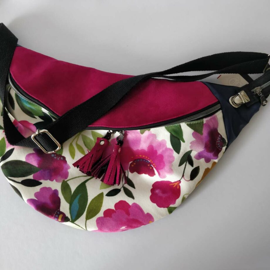 Sac banane XXL tissu designer Clarke & Clarke- rose - Valencroix