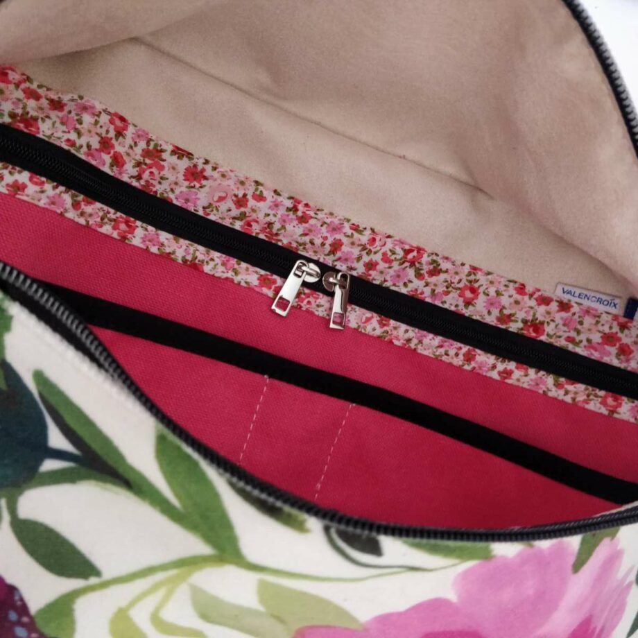 Sac banane XXL tissu designer Clarke & Clarke- rose - Valencroix