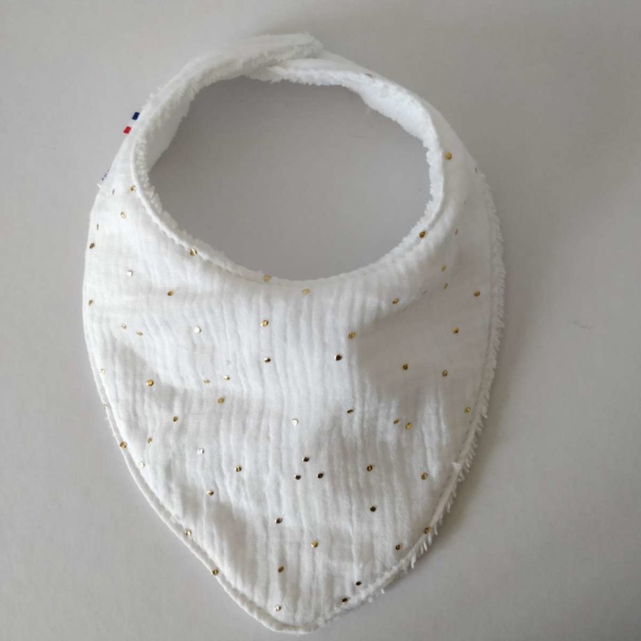 Bavoir bandana - double gaze blanc