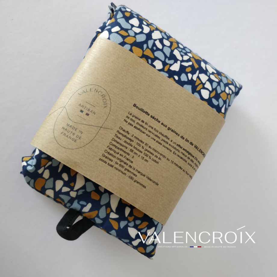 Bouillotte sèche en coton - marine galets- Valencroix