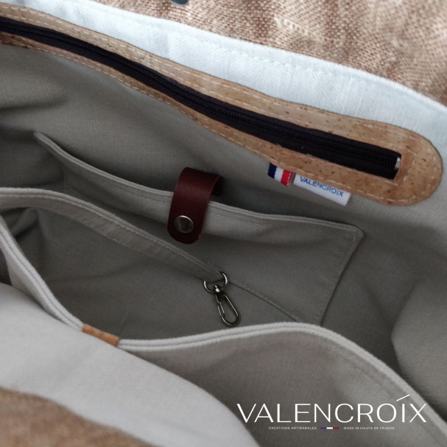 Sac cabas lin et cuir
