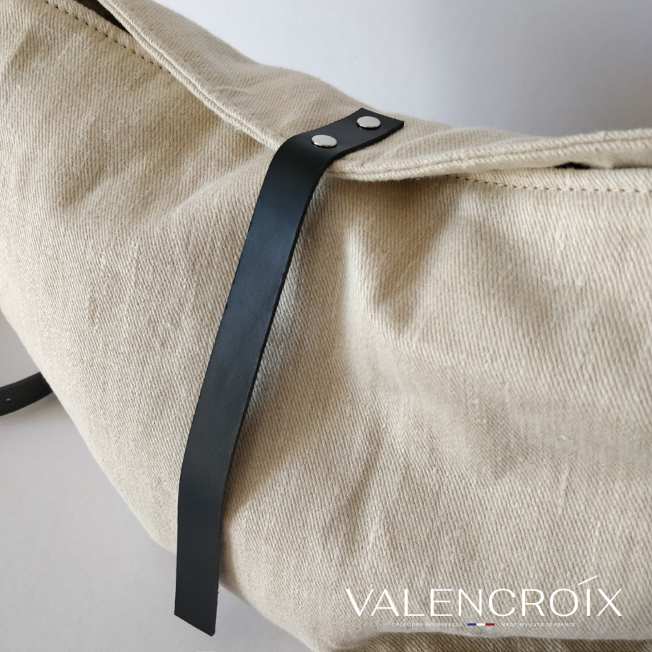 Sac cabas chanvre et cuir - coloris écru
