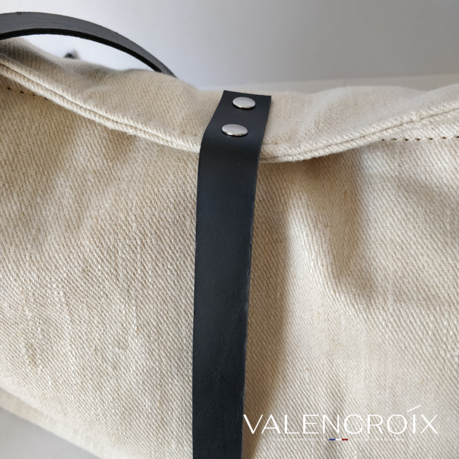 Sac cabas chanvre et cuir - coloris écru