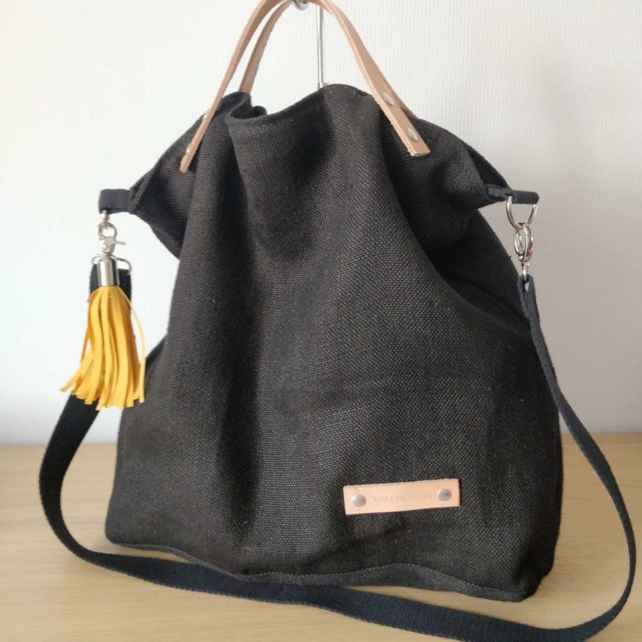Sac cabas chanvre cuir et jute