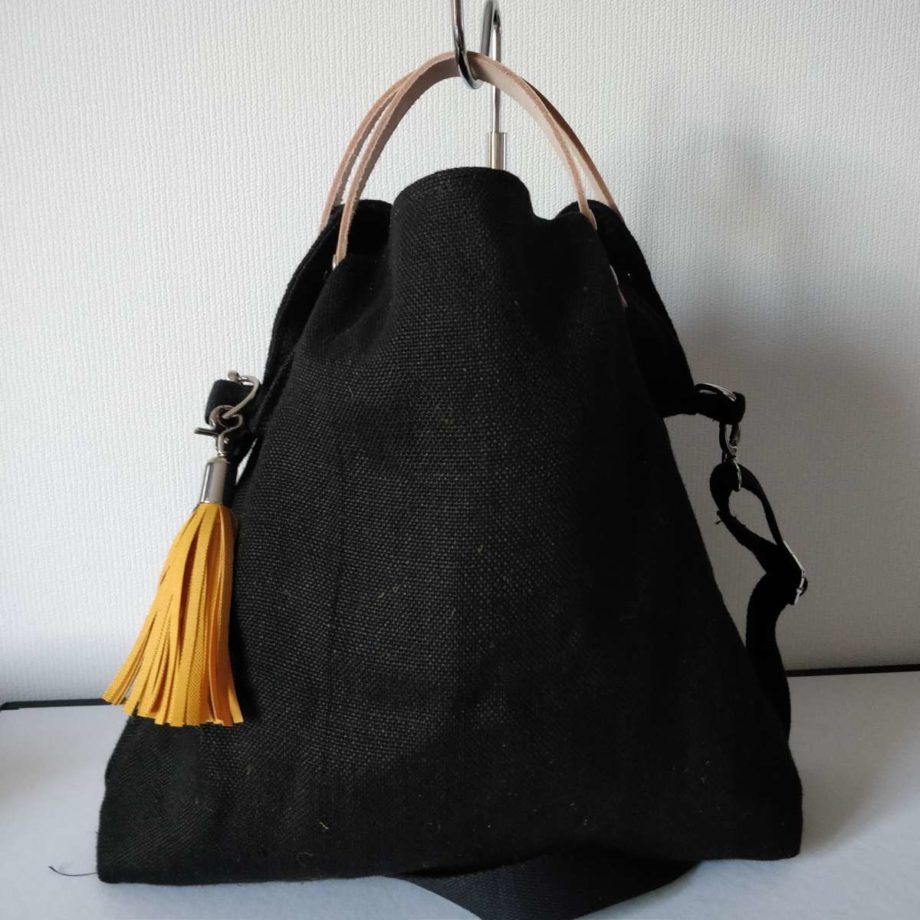 Sac cabas chanvre cuir et jute