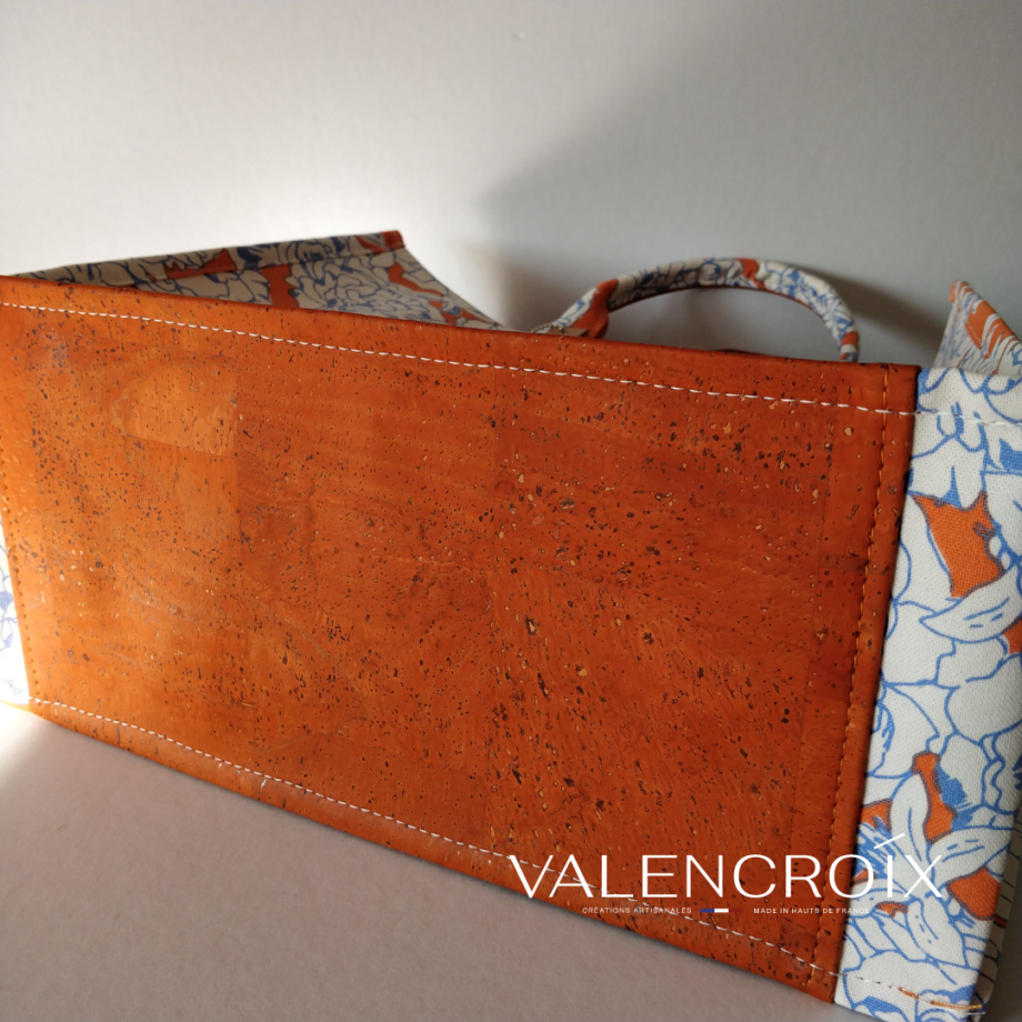 Sac cabas fleuri orange