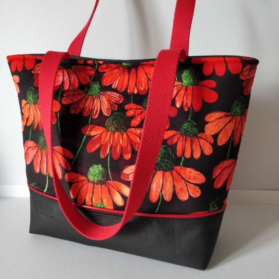 Sac cabas - velours "marguerites"