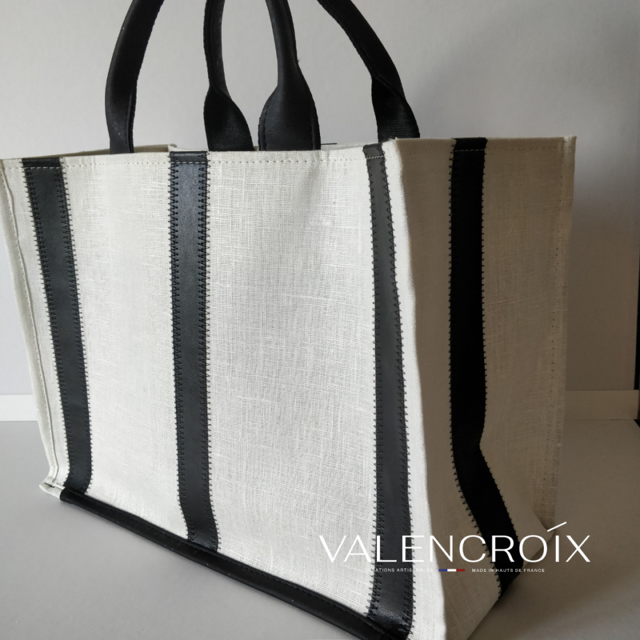 Sac cabas pierre Frey lin et cuir - Valencroix