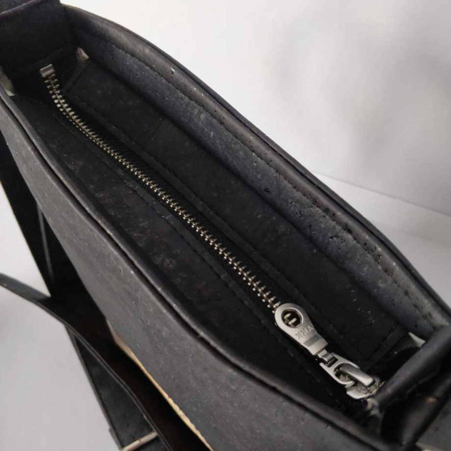 Sac bandoulière en liège - naturel marbré et noir