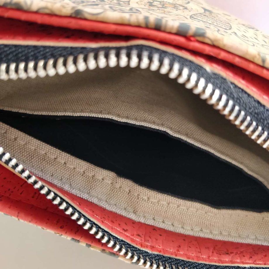 Sac bandoulière en liège - rouge et imprimé