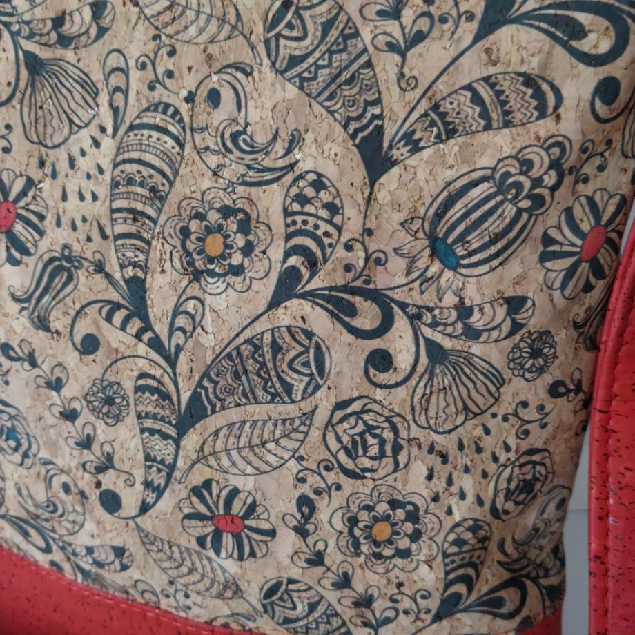 Sac bandoulière en liège - rouge et imprimé