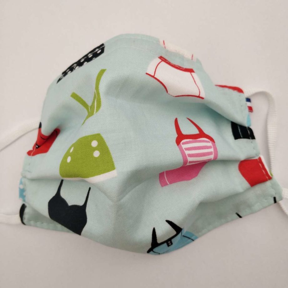 Masque barrière adulte hypoallergénique FEMME ou ADO avec pince-nez - motif piscine maillot de bain