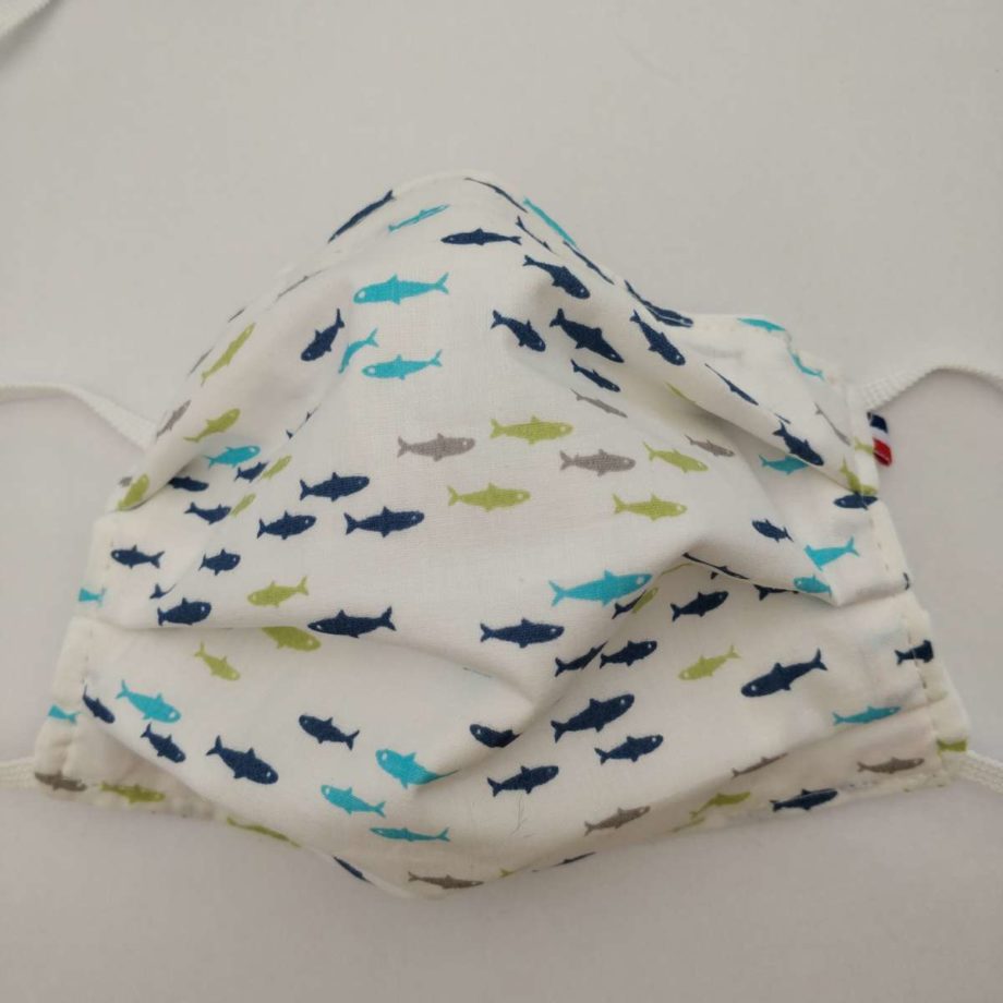 Masque barrière adulte FEMME ou ADO avec pince-nez - piscine poissons