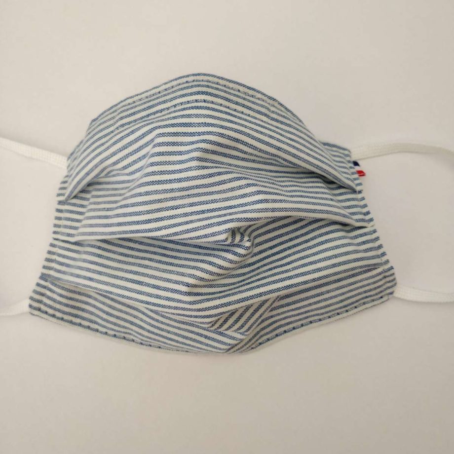 Masque barrière adulte  HOMME avec pince-nez - modèle rayé chic